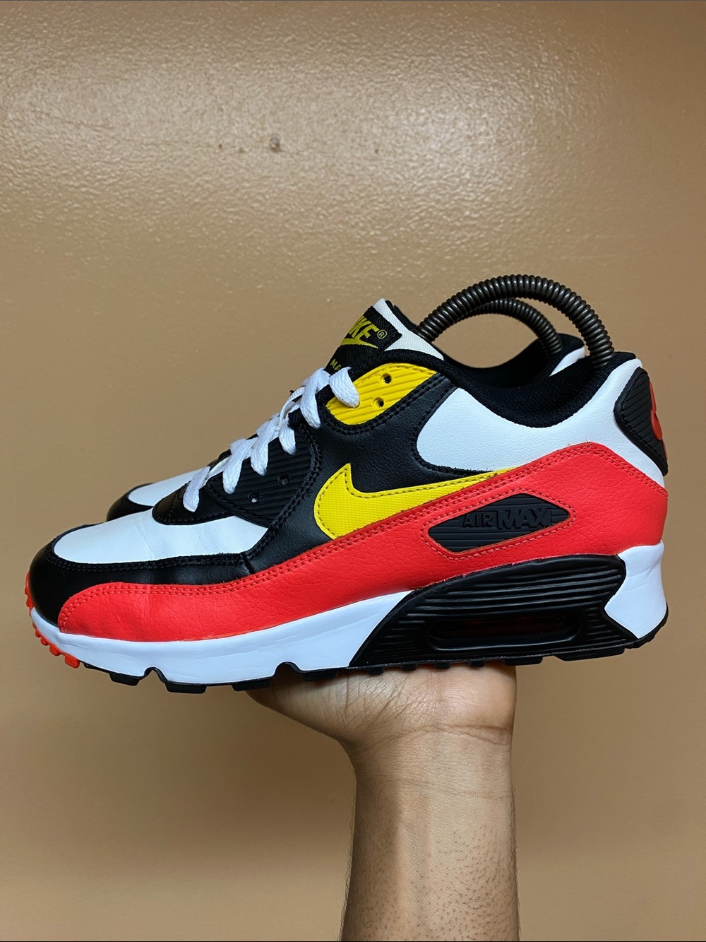 Nike Air Max 90 “White Chrome Yellow Black Bright Crimson” Size 7.5  833412-120 - Picture 3 of 16
